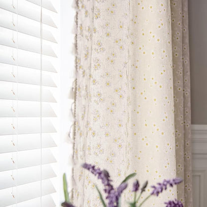 ENJOYBRIDAL Daisy Floral Curtains 63 Inch Length 4 Panels Short Drapes Tassel by ENJOYBRIDAL