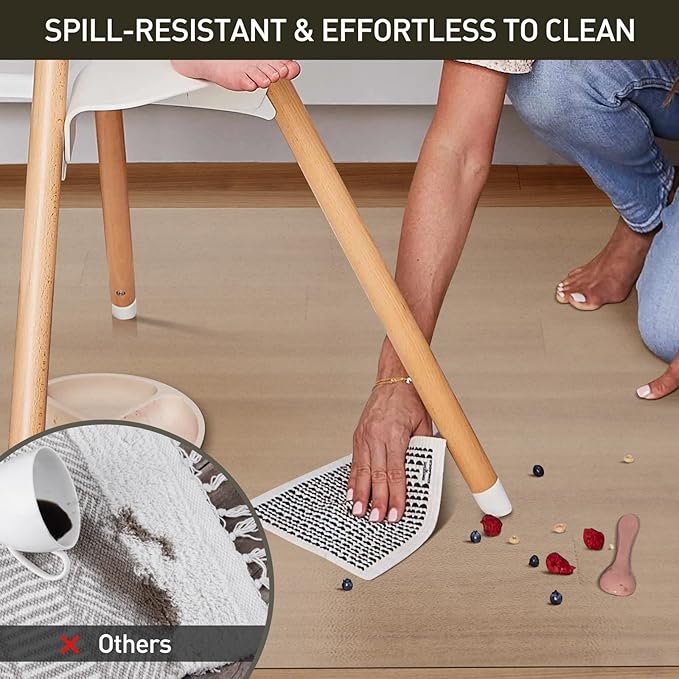 Clear Plastic Area Mat for Under Dining Table, 8'×12' Large No Slip Waterproof Vinyl Area Rug for Home, Anti-Spill Hard Floor Protector Cover, Splat Mat for Under High Chair, Easy Clean Floor Mat