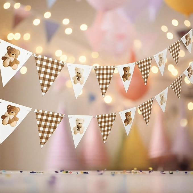2 Pcs Neutral We Can Bearly Wait Banner 6.56 ft Bear Theme Baby Shower - Image 5