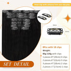 Full Shine Hair Extensions Clip in Human Hair Black Seamless Clip in Hair Extension Black Hair Extensions Clip ins Short Hair Full Head Softness 14 Inch 8 PCS 120 G