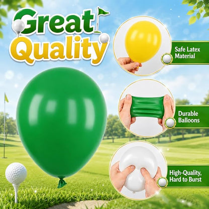Golf Balloons for Sports Party Decor | 12 Inch Green Yellow Golf Theme Balloons - Image 3