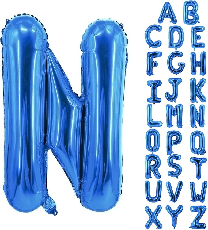 Letter Balloons 40 Inch Blue Giant Alphabet Balloons Letter N | Foil Mylar Big by YUNSHANGMO