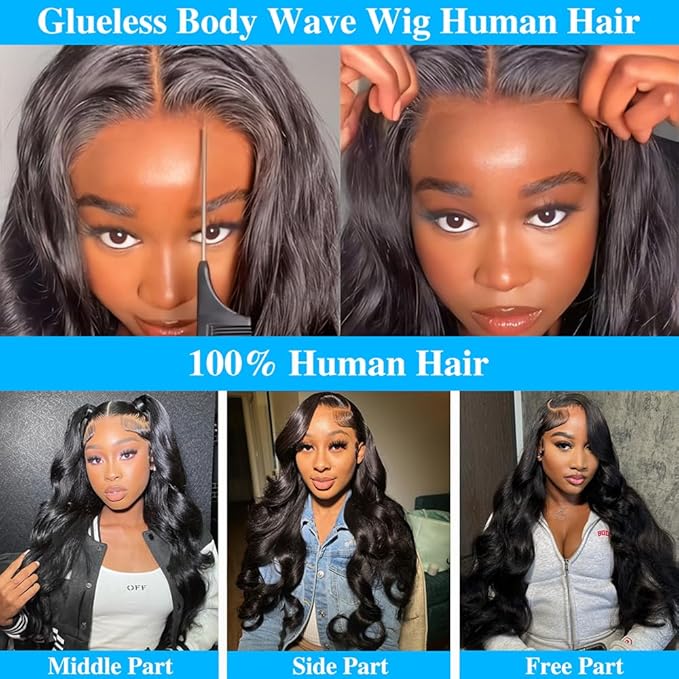 32 Inch Wear and Go Glueless Wigs Human Hair Pre Plucked Pre Cut 7x5 HD Lace Frontal Wigs Human Hair 180% Density Put on and Go Glueless Wig Body Wave Lace Front Wigs Human Hair for Women
