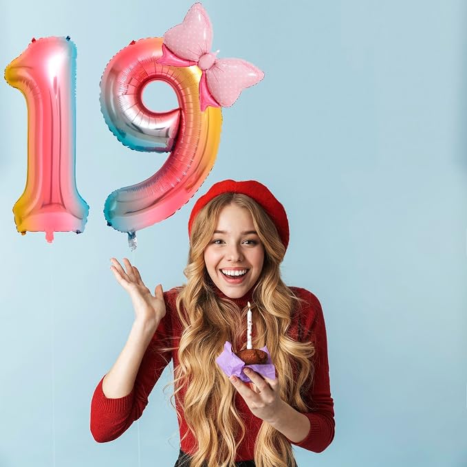 40-Inch Number 9 Gradient Giant Number Balloons And Mini Bow Balloons Foil - Image 4