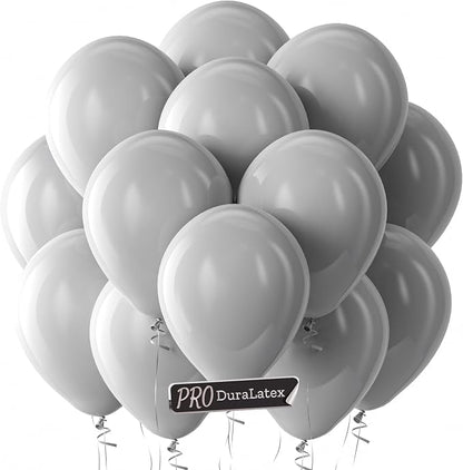 Pro Duralatex Gray Extra-Thick Balloons 100 Pack 12 inch | Pastel Grey Balloons by Bezente