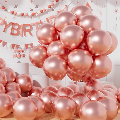 AULE 50Pcs Metallic 12 Inch Rose Gold Chrome Helium Shiny Balloons | Latex by AULE