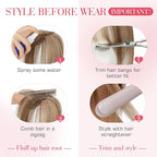 Hairro Clip In Bangs For Women Remy Short Thin Wispy Hair Topper Hairpieces 3D Cover Fake Highlight Bangs Hair Clip 11 Inches 14.5g #4P27 Medium Brown Mix Dark Blonde