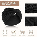 Wide Headbands for Women Knotted No Slip Head Bands Soft Turban Headband Hair Accessories Boho African Solid Color Head Wraps for Women Yoga Workout Pack of 6（Brown）