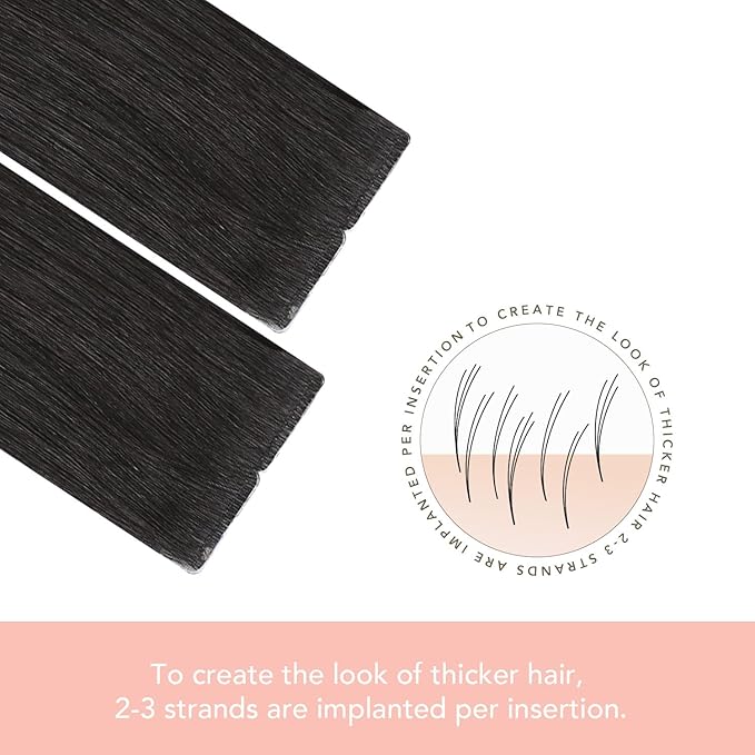 Sindra Invisible Tape in Human Hair Extensions, Dark Brown Invisi Edge Tape in Hair Extensions 18 Inch 50g 20pcs Natural Look