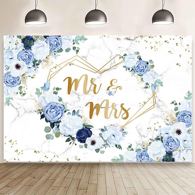 AIBIIN 5x3ft Mr and Mrs Floral Backdrop by AIBIIN