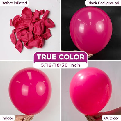 Bezente Hot Pink Giant Latex Round Balloons 36 Inch 8 Pack | Pink Balloons - Image 2