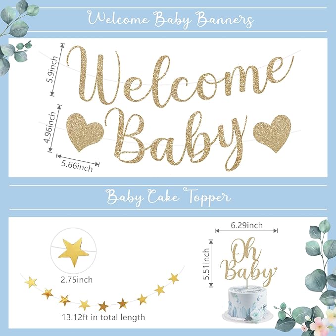 Amandir Dusty Blue Baby Shower Decorations - Image 3
