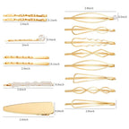 Yaomiao 17 Pieces Gold Hair Pins Set Geometric Bobby Pin Barrettes Metal Gold Decorative Styling Jewelry Hair Clamps Accessories for Women Wedding Parties