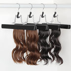 TOPIA HANGER 12 Pack Wooden Pants Hangers, Hair Extension Hangers Non Slip Skirt Hanger Wood Clamp with Velvet Padded 360° Swivel Hook for Jeans, Skirts, Trousers, Wigs CT67B
