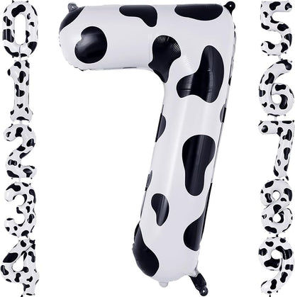 Cow Print Number 7 Balloon, Large 40 Inch Cow Number Birthday Balloons by AIQINHU