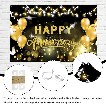 WeBenison Happy Anniversary Backdrop Wedding Anniversary Photography Background - Image 3