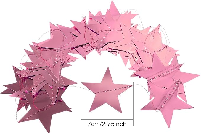 Patelai 130 ft Star Garland Banner Decor, Rose Pink - Image 3