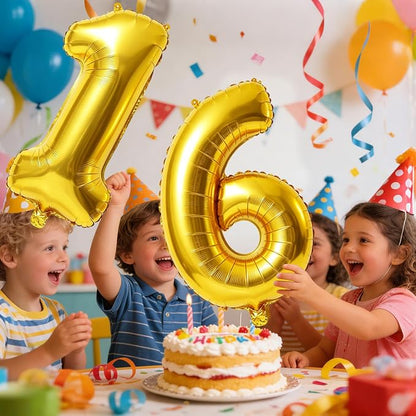 40 Inch Number 16 Balloons for 16th Birthday Party Decorations, 0-100 Gold - Image 2
