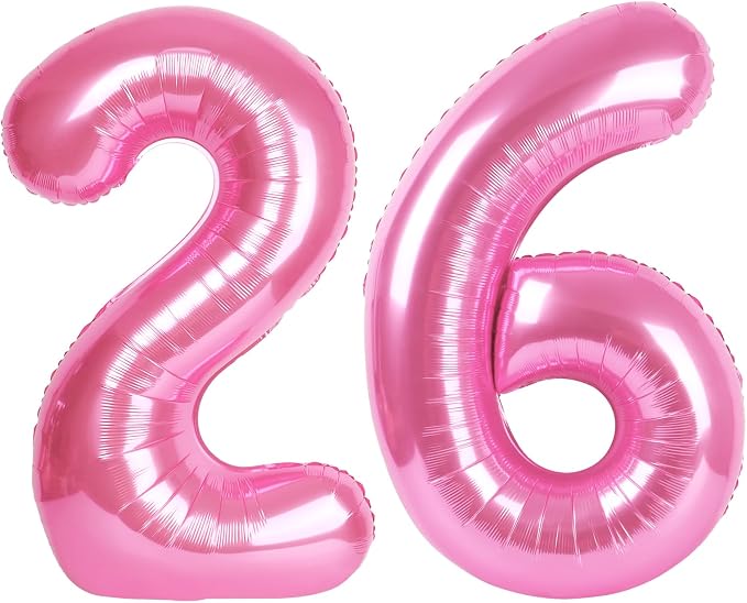 40 Inch Pink Mylar Foil Number 26 62 Birthday Balloon, 26 Boy Girl Party by Upgesy