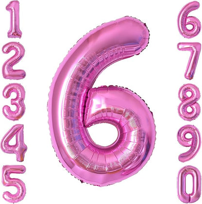 Pink Number 6 Balloon 40 Inch, Shiny Metallic Digit Party Supplies | Radiant by Unknown