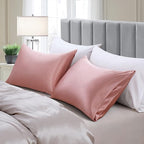 Aormenzy Champagne Satin Pillowcase for Hair and Skin, Satin Pillow Cases for Women Standard Size Set of 2 with Envelope Closure Silky Pillow Covers Wrinkle, Fade Resistant (20x26 Inches)