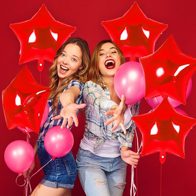 20 Pcs Star Balloons, 18 Inch Red Star Foil Balloons, Stars Shaped Balloon - Image 7