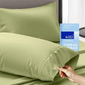 THREAD SPREAD 100% Cotton Pillowcases Standard/Queen Size Set of 2-400 Thread Count Cotton Pillowcases, Ultra Soft Cool Sateen Weave Pillow Cases for Sleeping, Set of 2 Pillow Covers (Herb Green)