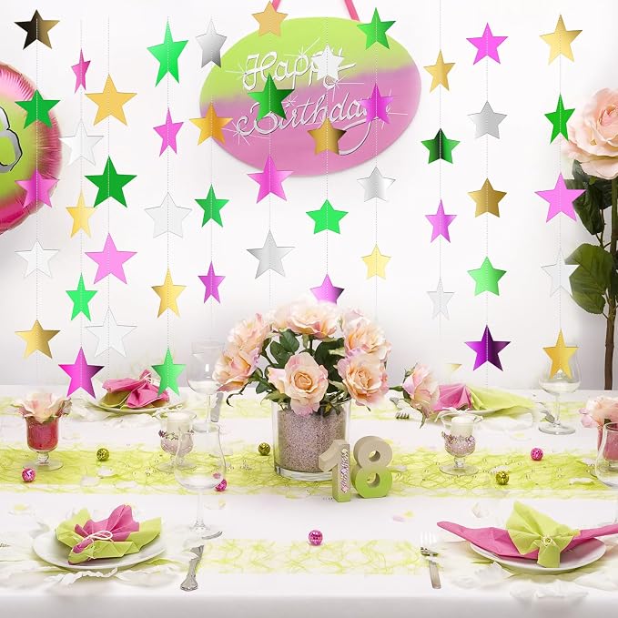 Patelai Glitter Star Garland Banner 2026 Graduation Decor 130 Feet Star Hanging - Image 5