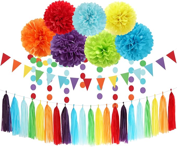 Rainbow Red-Orange Green-Blue Purple Party-Decorations by OURUOLA