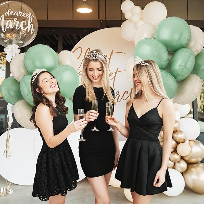 20PCS 18 Inch Round Foil Balloon, Round Shaped Balloons, Retro Sage Green Cream - Image 7