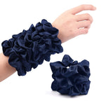 CEELGON Silk Scrunchies for Women Satin Scrunchies Silk Hair Ties Elastic Thick Hair Scrunchie 10 Pack (Navy)