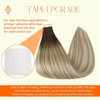 Full Shine Tape in Hair Extensions Human Hair 50 Gram Darkest Brown Fading to Ash Blonde and Platinum Blonde Skin Weft Tape in Extensions 16 Inch Double Sided Tape ins Extensions Remy 20Pcs