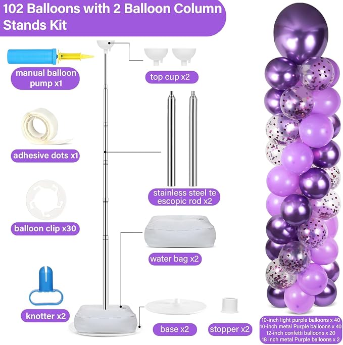 2 Sets Adjustable Balloon Column Stand Kit - Image 2