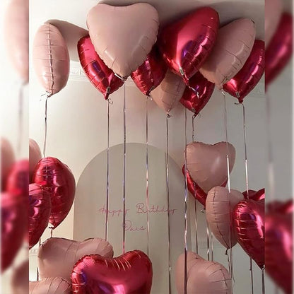 Baby Pink Heart Balloons, 18 Inch Pink Heart Balloons, Pastel Pink Helium Foil - Image 5