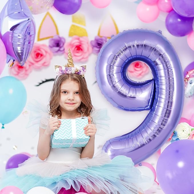 Purple Number 9 Balloon 40 Inch, Big Large Foil Helium Number Balloons - Image 4