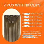 Full Shine 18 Inch Clip in Extensions Remy Human Hair Clip in Hair Extensions Chestnut Brown Balayage to Brown With Platinum Blonde Real Hair Clip ins Double Weft 7 Pcs 120 G