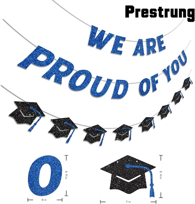 We Are So Proud of You Banner Pre-strung Blue Graduation Decorations Class of - Image 2