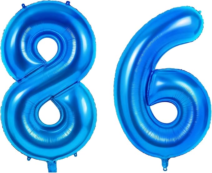 Number 86 Balloons for 86th Birthday Party Decorations, 0-100 Large No.86 by Joycard