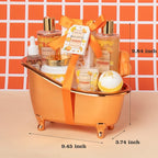Orange Scents spa gift set Great Gift Lemon Spa Gifts for girls, Body care Set Birthday Gifts, Gift Baskets for Woman, 11pcs Bath Gift Set for Women, Christmas Gifts for Women Citrus Spa Gift Basket