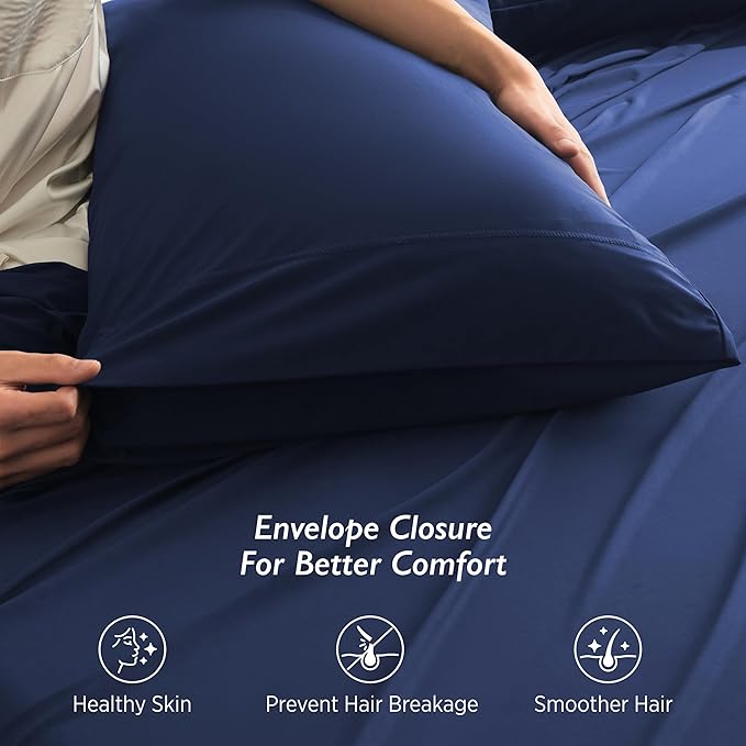Breescape Cooling Pillow Cases King Size - BlendTek™ Dry & Cool Technology for Hot Sleepers and Night Sweats, 2 Pack Ultra Soft & Smooth Pillowcases for Hair & Skin Care, 20" x 36", Twilight Blue