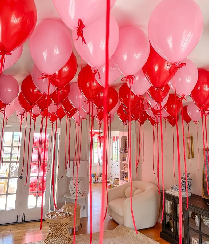 Pink Red Balloons Valentines Balloons 60pcs 12 Inch Red and Pink Latex Balloon - Image 6