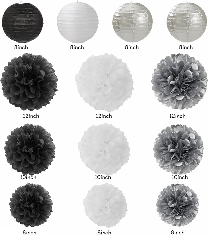 Black White Silver Party Decorations - Image 2