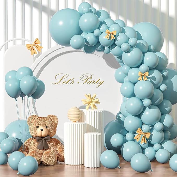 Dusty Blue Balloons Different Sizes 135pcs 18 12 10 5 Inch Blue Balloon Arch by YISHEBAPA
