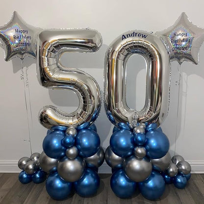 40 Inch Silver 50 Number Balloons Giant Jumbo Huge 50 Foil Mylar Helium Number - Image 3