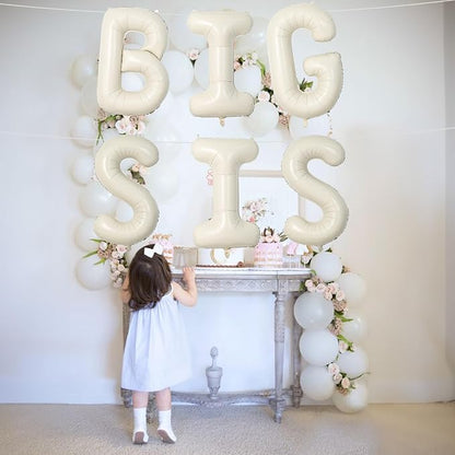 40 Inch Cream BIG SIS Balloons, Large Beige Neutral Big Sis Balloon Letters Sign - Image 4