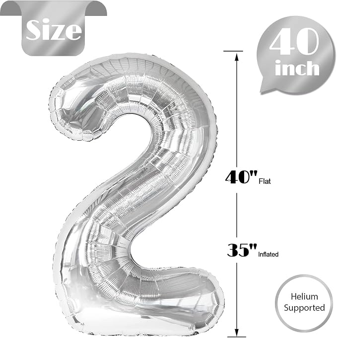 Sliver Number 2 Balloon 40 Inch - Image 5