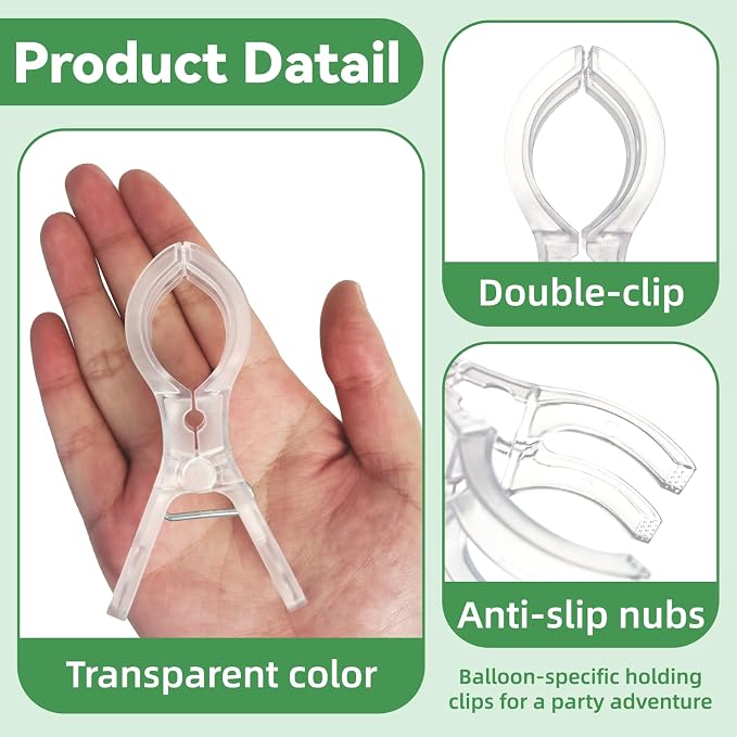 30 Pack Clear Balloon Arch Clips, 3.5" Plastic Transparent Clamps Heavy Duty - Image 3