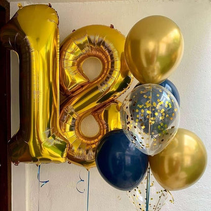 Gold 18 Number Balloons, 40 Inch Giant Number 18 Balloons Foil Mylar Helium - Image 6