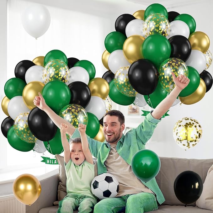 Black Gold Green Balloons 60 Pcs Dark Green White Black Metallic Gold Balloons - Image 9