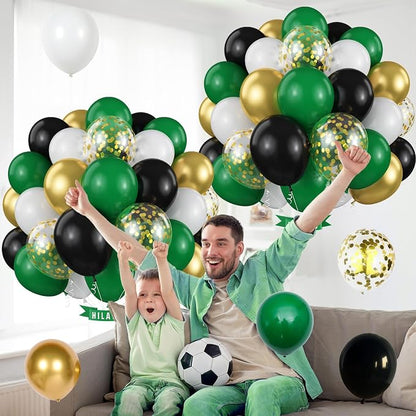 Black Gold Green Balloons 60 Pcs Dark Green White Black Metallic Gold Balloons - Image 9
